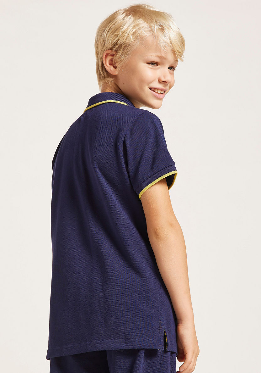 Bossini Solid Polo T-shirt with Short Sleeves and Chest Pocket-T Shirts-image-3
