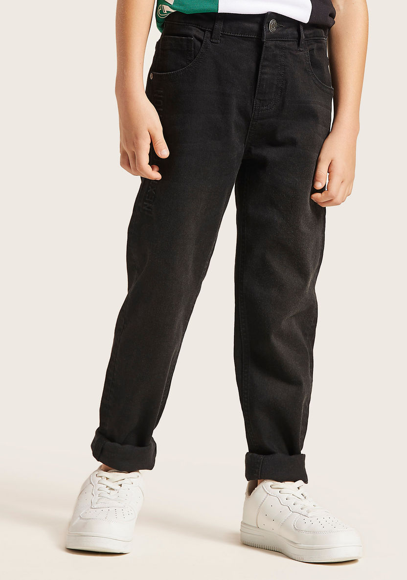 Bossini Solid Denim Pants with 5-Pockets-Jeans-image-1