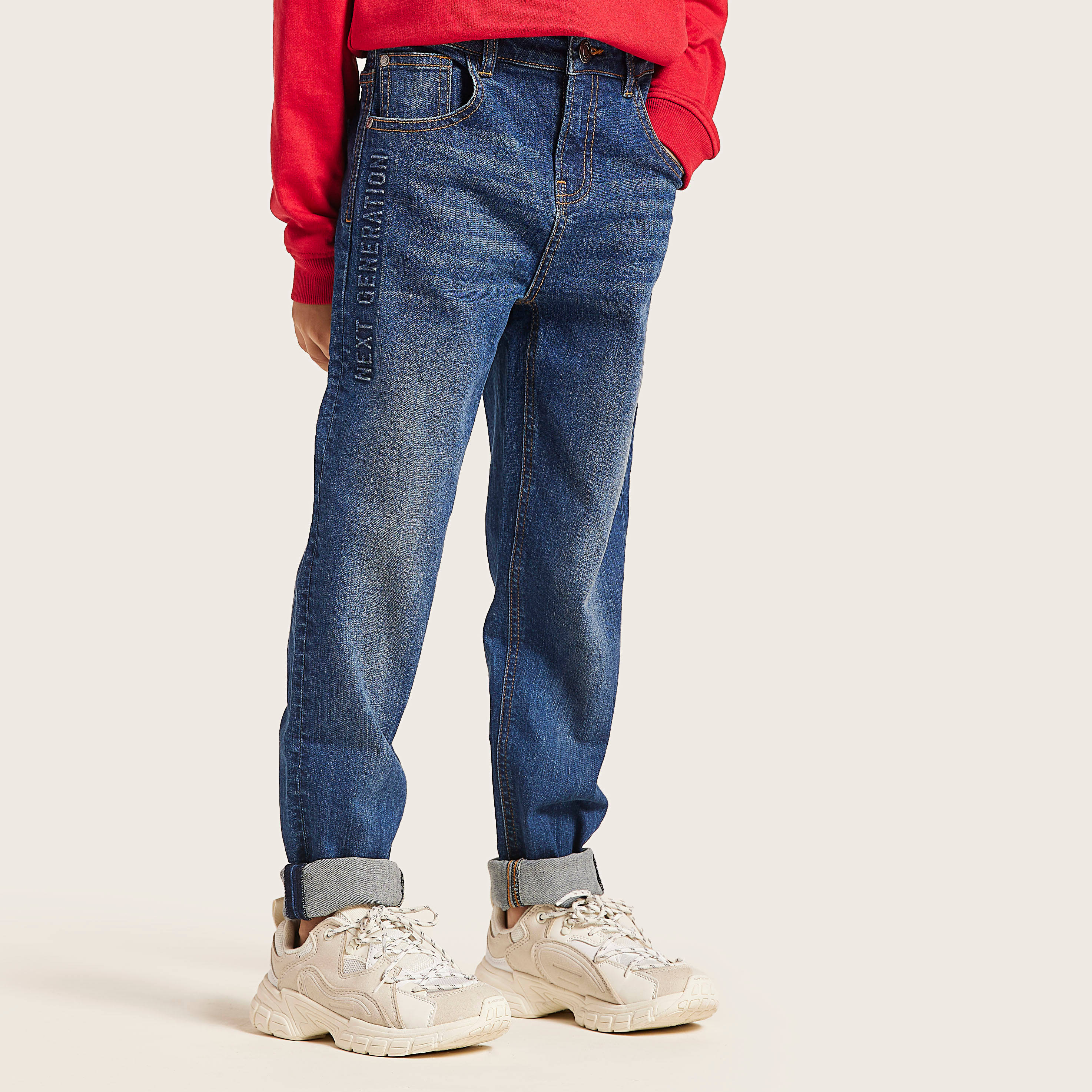 Bossini Full Length Jeans with 5-Pockets and Whiskers-boys-clothing-bottoms-jeans-image-2