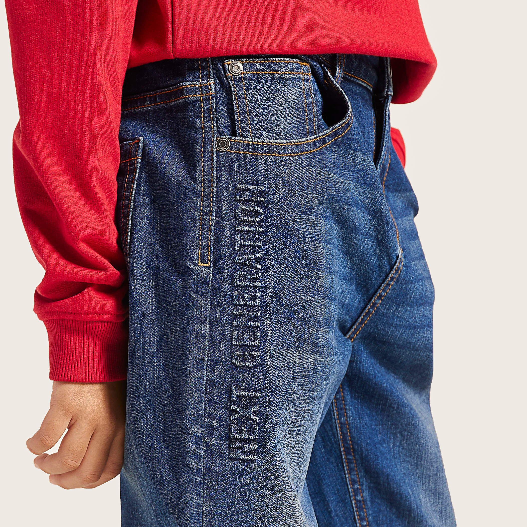 Bossini Full Length Jeans with 5-Pockets and Whiskers-boys-clothing-bottoms-jeans-image-3