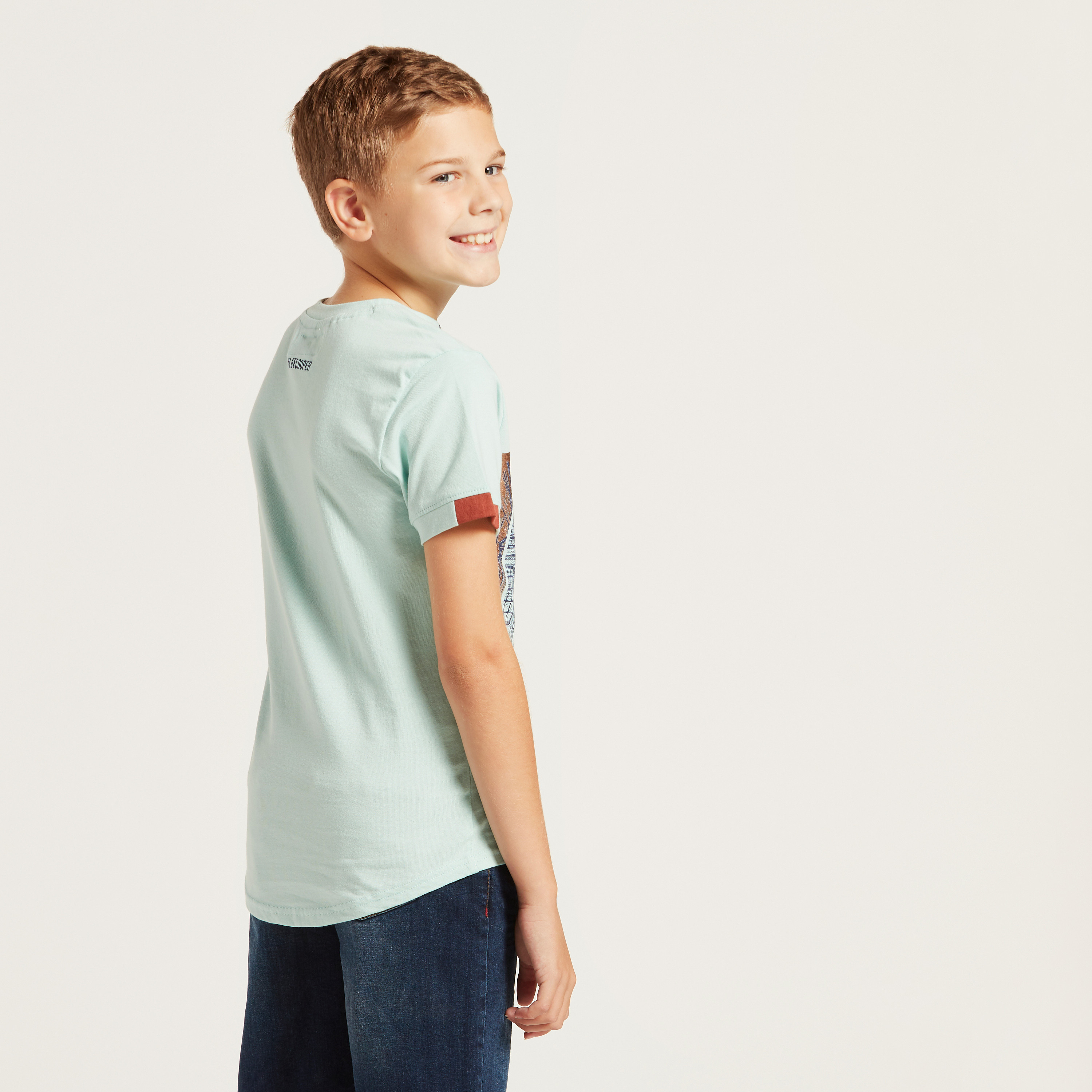 Lee Cooper Foil Print T-shirt with Crew Neck and Short Sleeves-boys-clothing-tshirtsandpolos-image-4