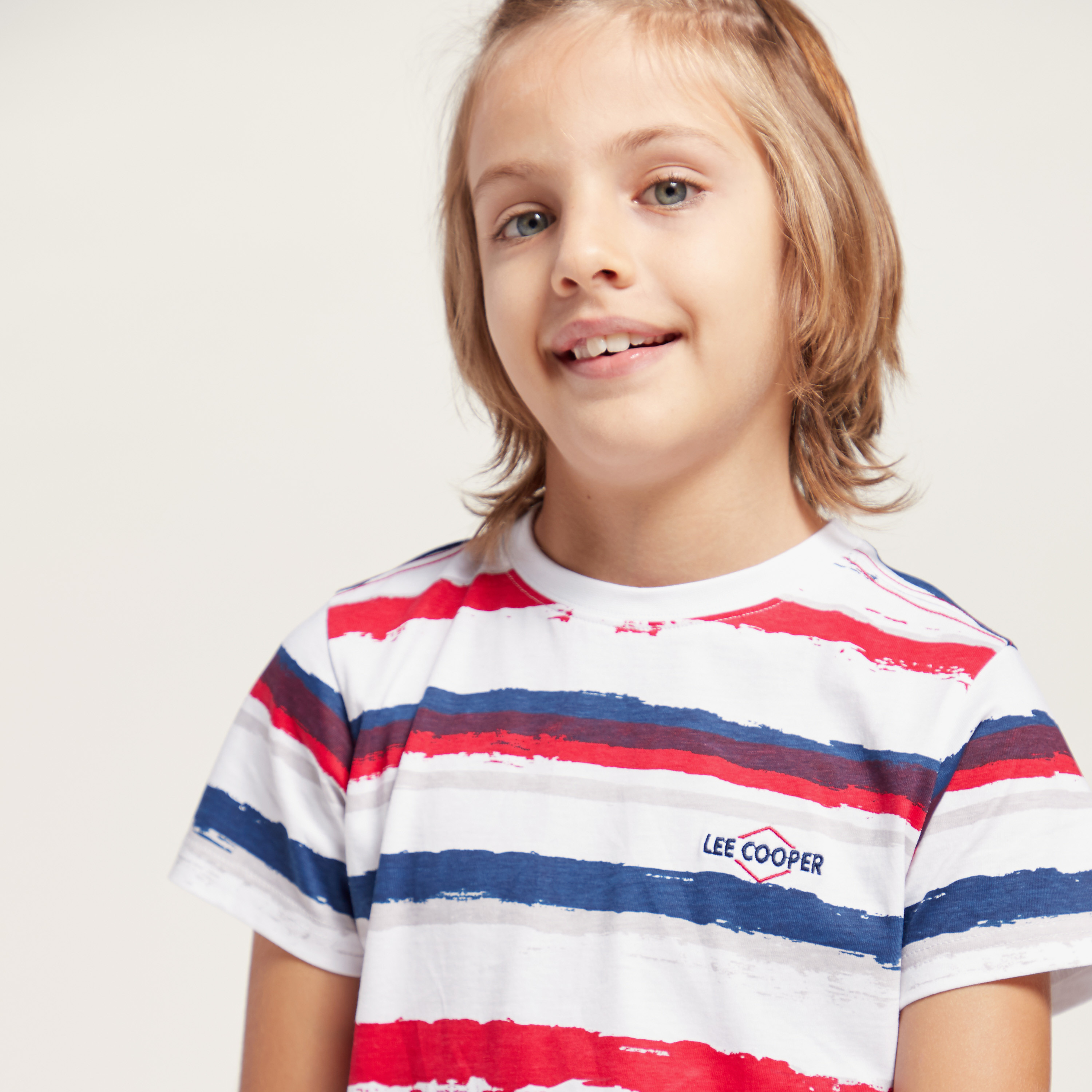 Lee Cooper Striped Round Neck T-shirt with Short Sleeves-boys-clothing-tshirtsandpolos-image-3