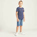 Lee Cooper Striped T-shirt with Henley Neck and Short Sleeves-T Shirts-thumbnail-1