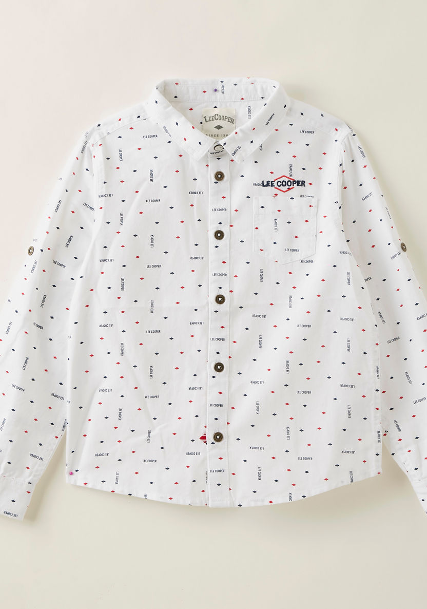 Lee Cooper All-Over Print Shirt with Spread Collar and Long Sleeves-Shirts-image-0