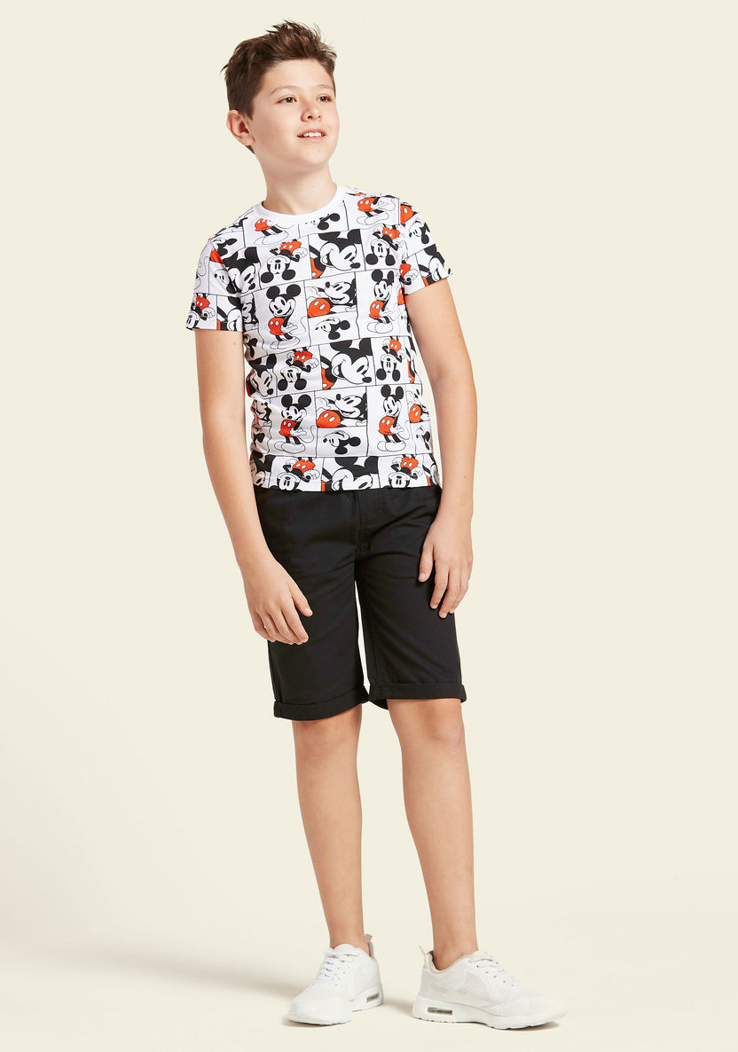 Disney Mickey Mouse Print T-shirt with Short Sleeves-T Shirts-image-1