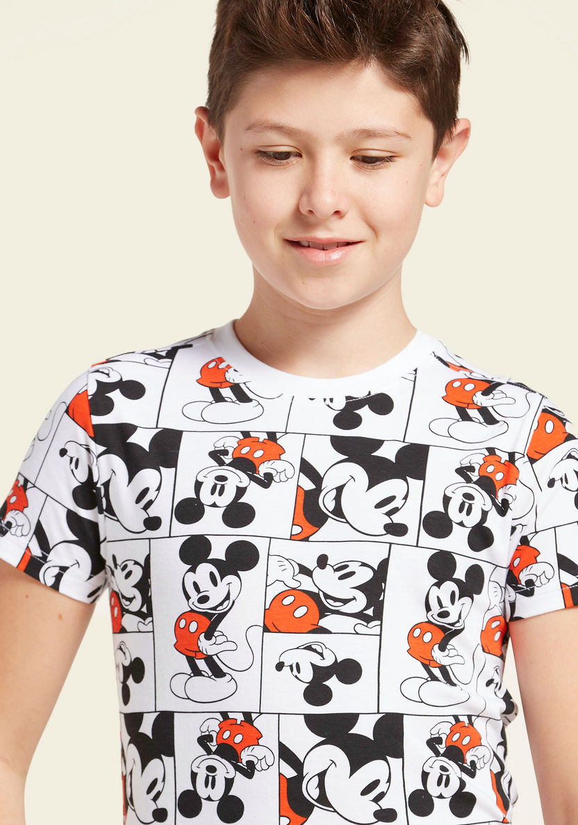 Disney Mickey Mouse Print T-shirt with Short Sleeves-T Shirts-image-2