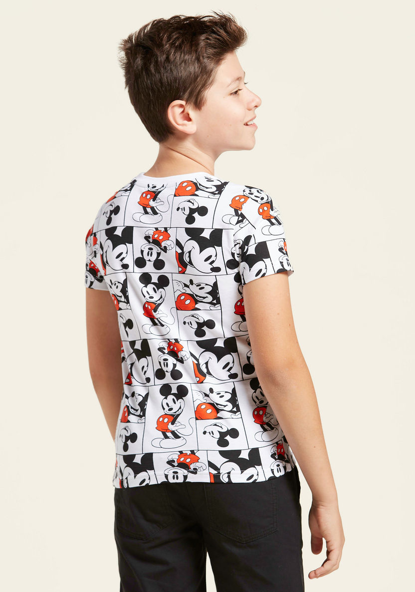 Disney Mickey Mouse Print T-shirt with Short Sleeves-T Shirts-image-3