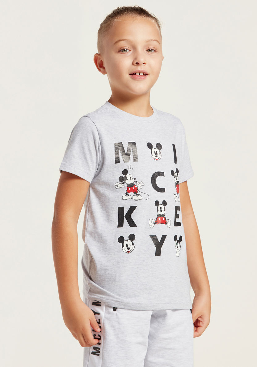 Mickey Mouse Graphic Print T-shirt with Short Sleeves-T Shirts-image-1