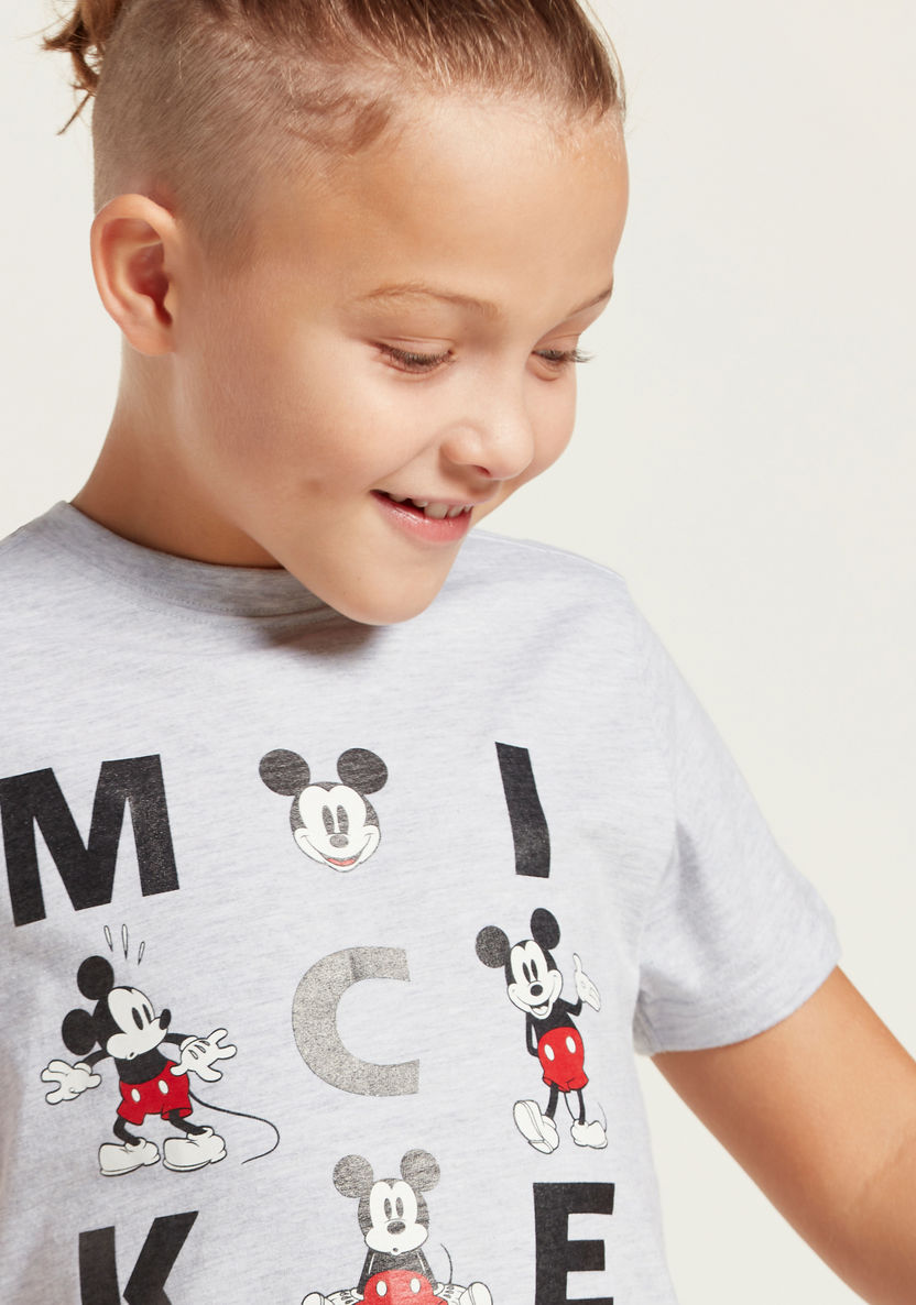 Mickey Mouse Graphic Print T-shirt with Short Sleeves-T Shirts-image-2