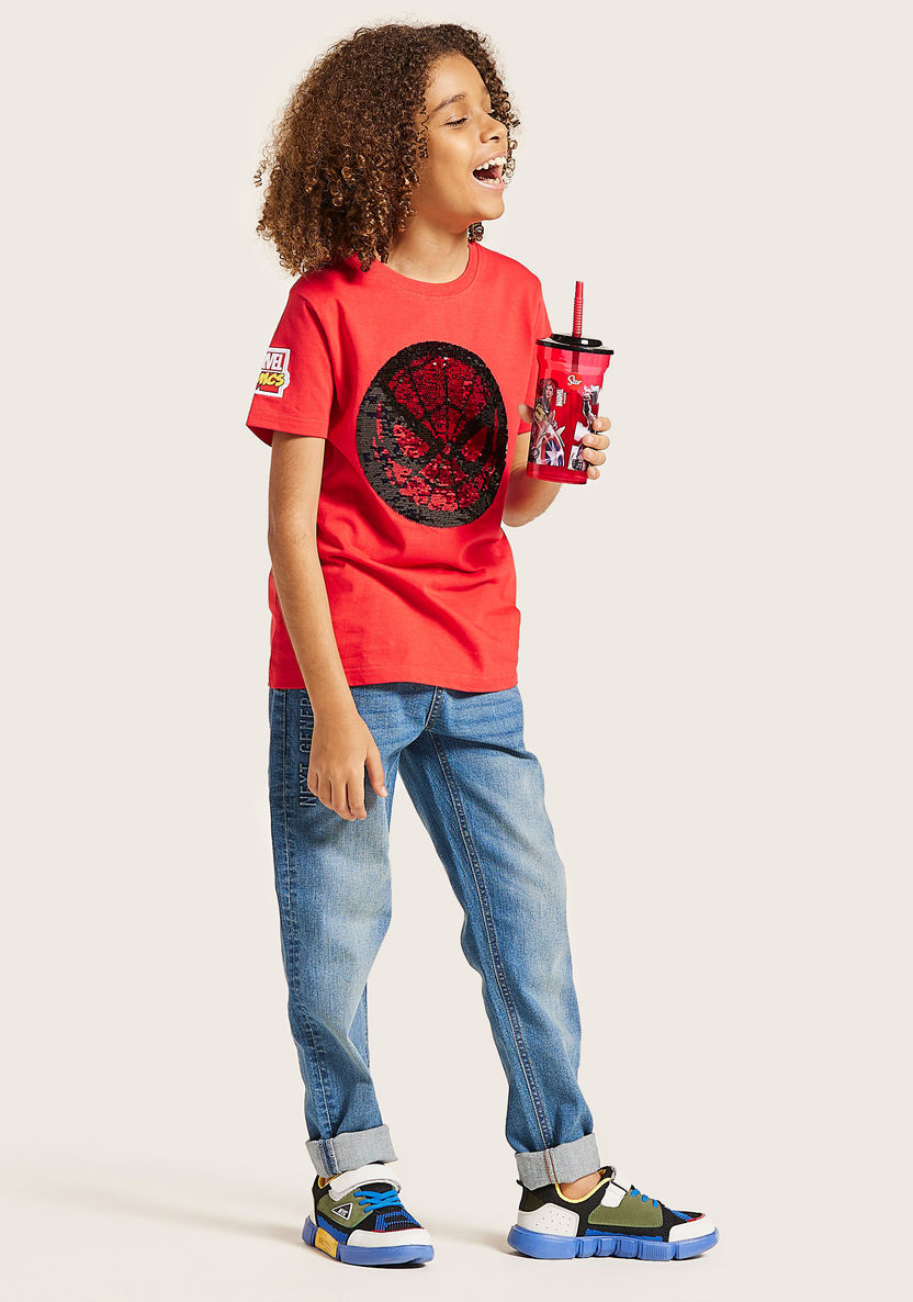 Marvel Sequin Embellished T-shirt with Short Sleeves-T Shirts-image-0