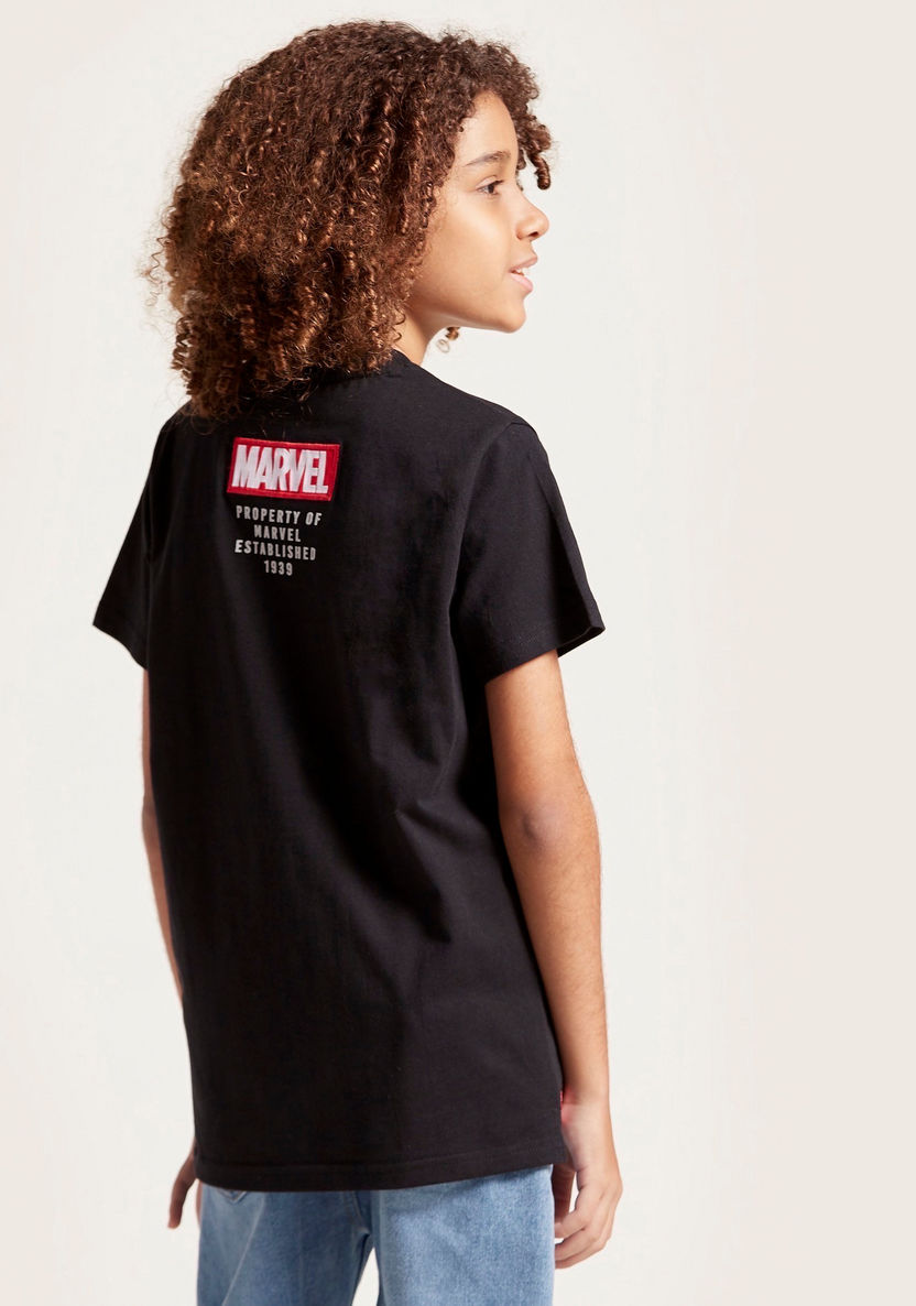 Marvel Graphic Print T-shirt with Round Neck and Short Sleeves-T Shirts-image-3