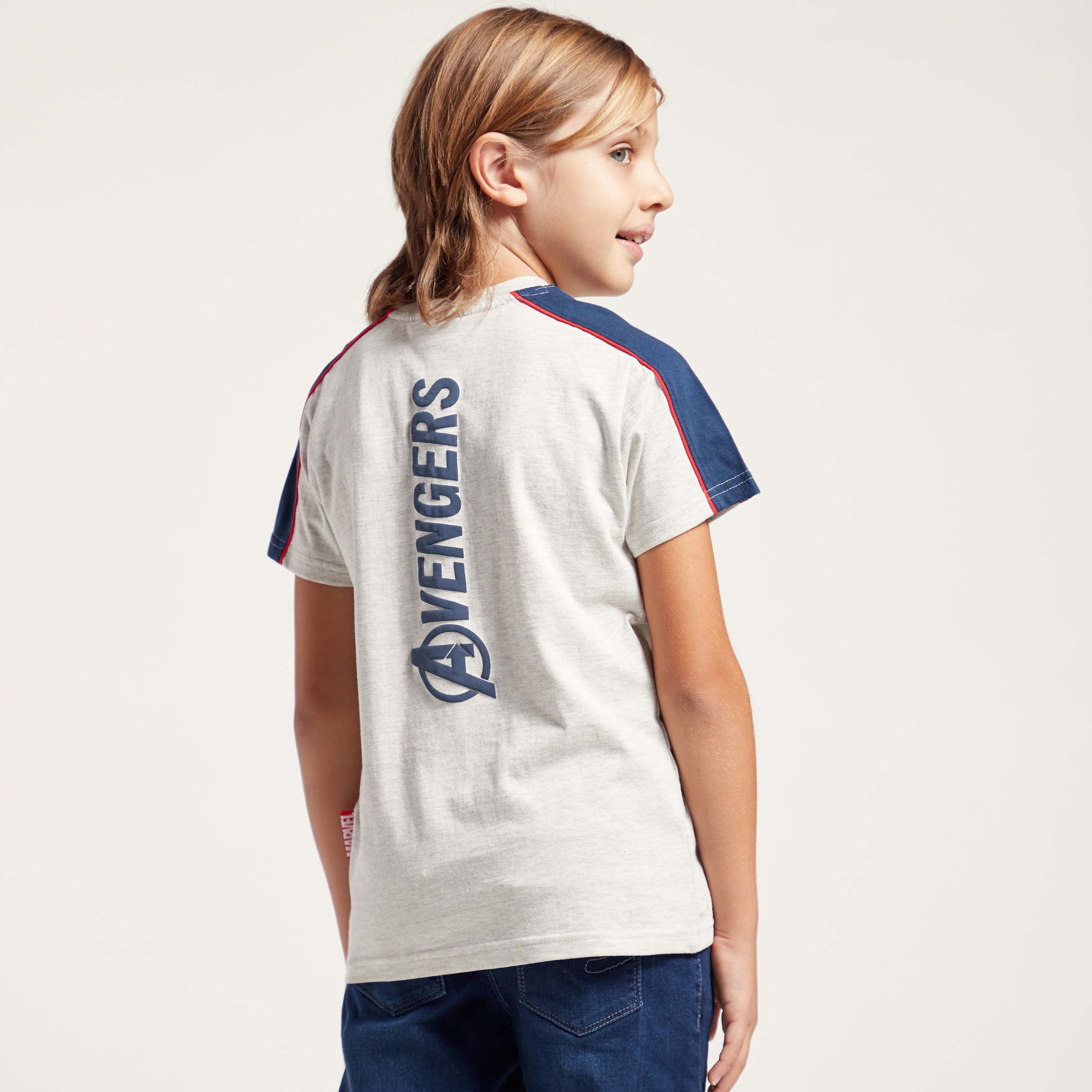 Marvel Graphic Print Embroidered Round Neck T-shirt with Short Sleeves-boys-clothing-tshirtsandpolos-image-4