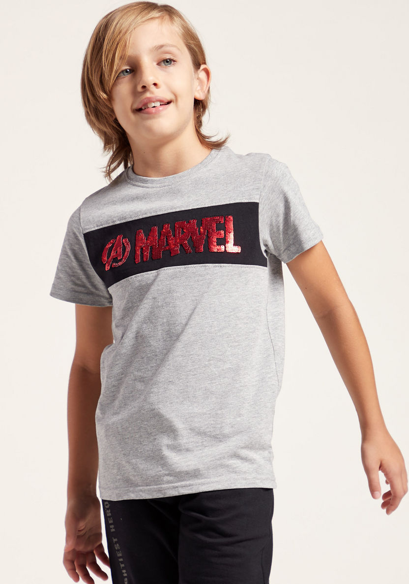 Marvel Graphic Print Round Neck T-shirt with Short Sleeves-T Shirts-image-1