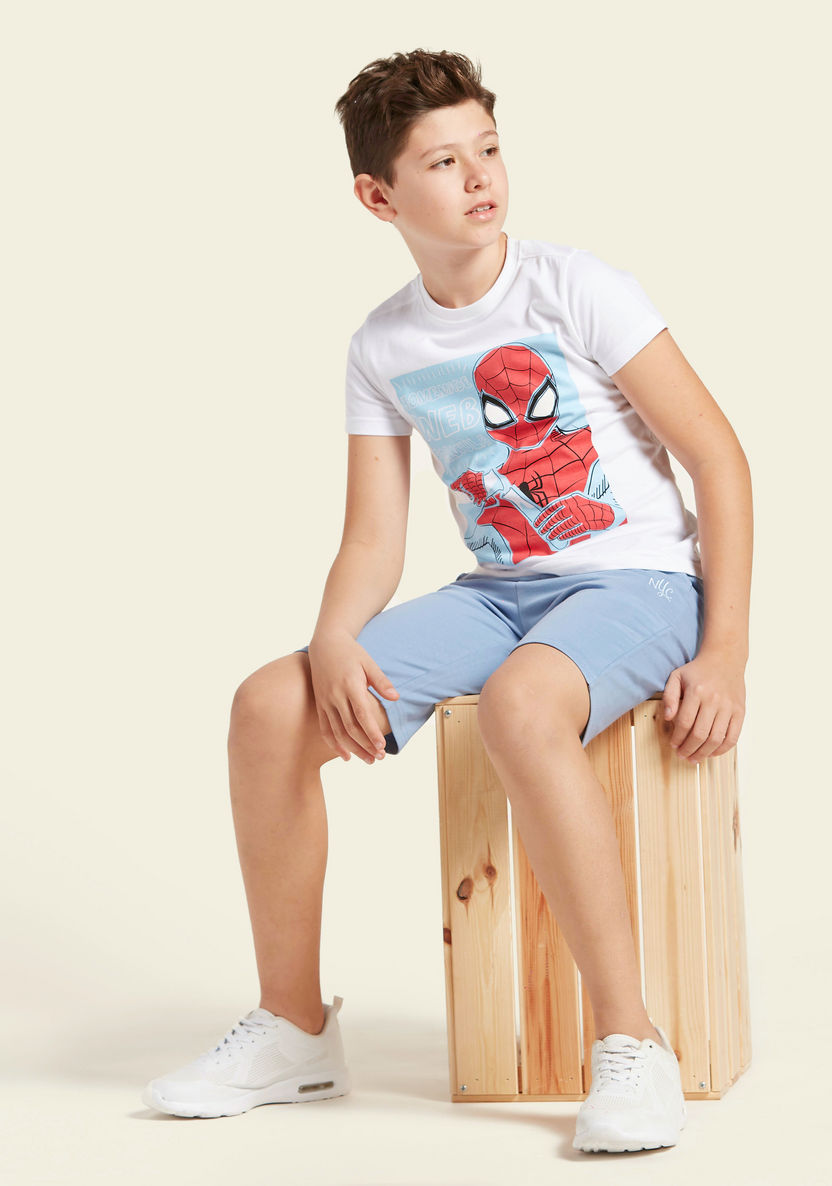 Spiderman Print T-shirt with Short Sleeves-T Shirts-image-0