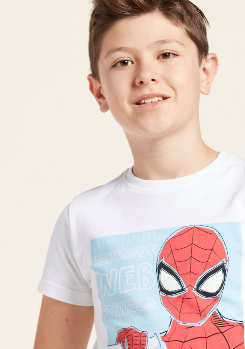 Spiderman Print T-shirt with Short Sleeves-T Shirts-image-3