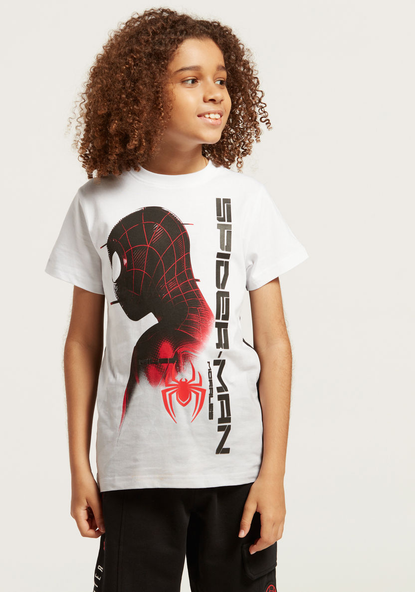 Spider-Man Graphic Print T-shirt with Round Neck and Short Sleeves-T Shirts-image-1