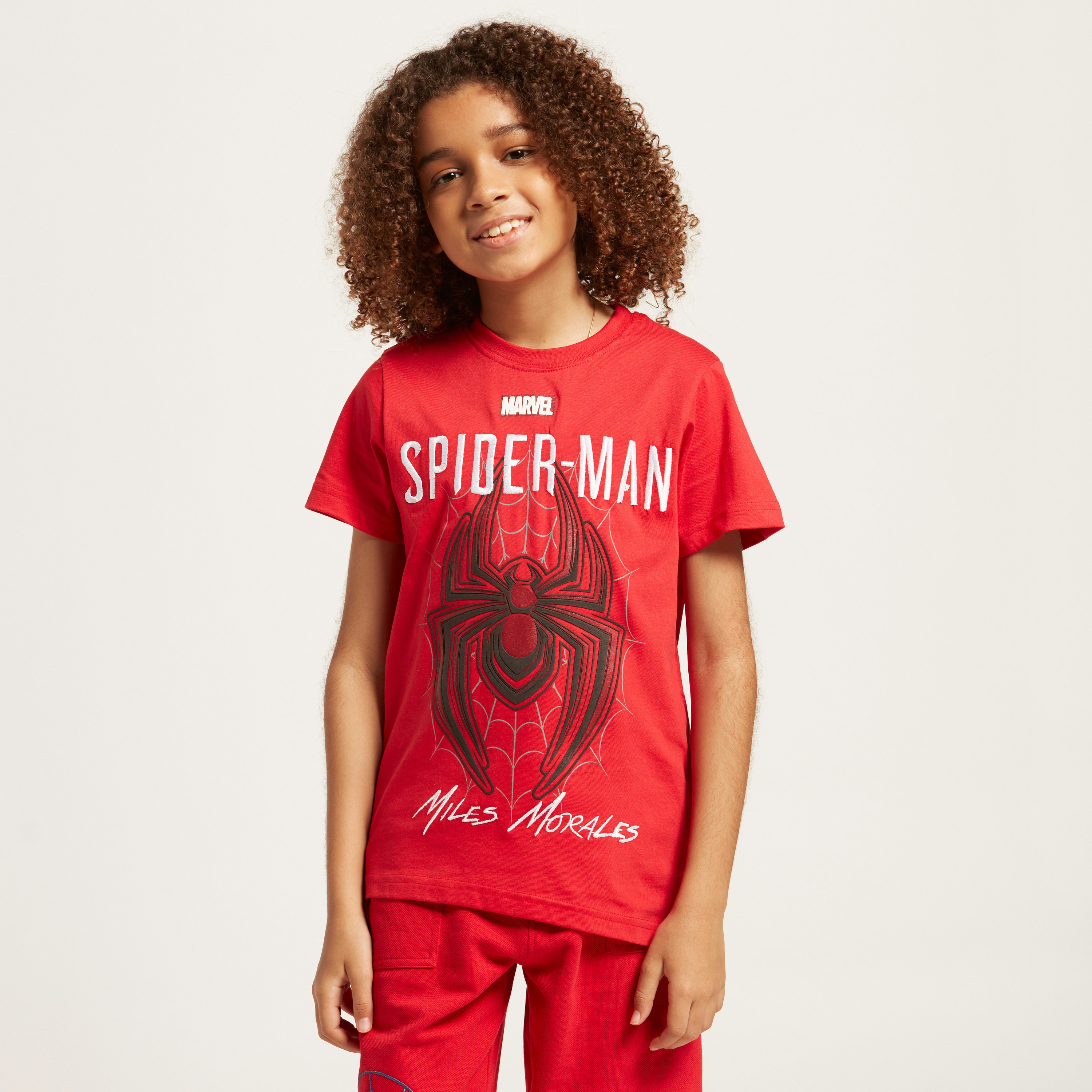 Spider-Man Embroidered Detail T-shirt with Short Sleeves-boys-clothing-tshirtsandpolos-image-2