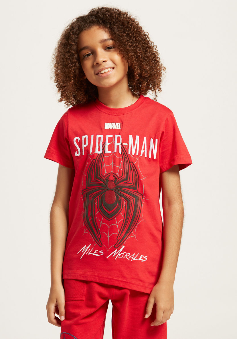 Spider-Man Embroidered Detail T-shirt with Short Sleeves-T Shirts-image-1