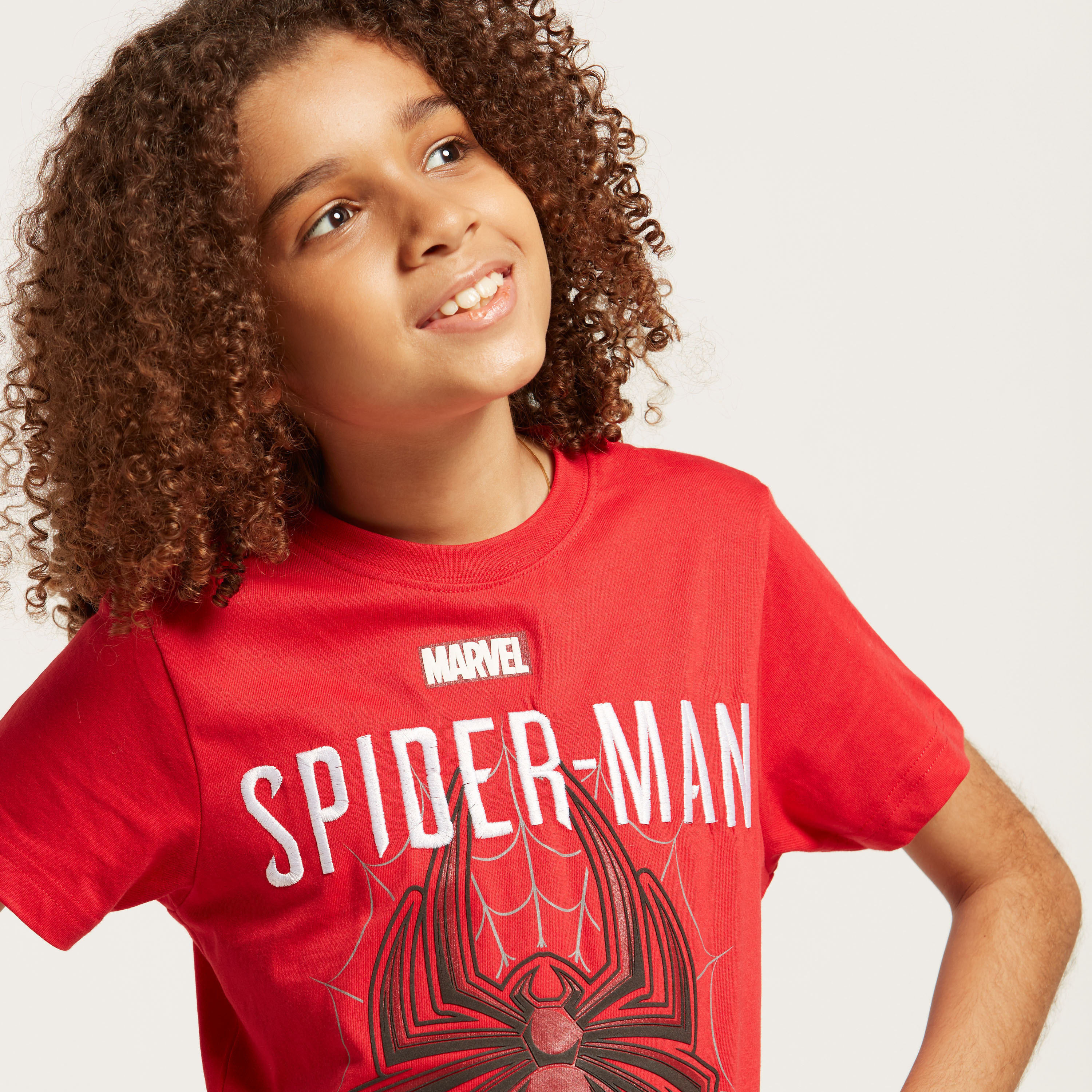 Spider-Man Embroidered Detail T-shirt with Short Sleeves-boys-clothing-tshirtsandpolos-image-3