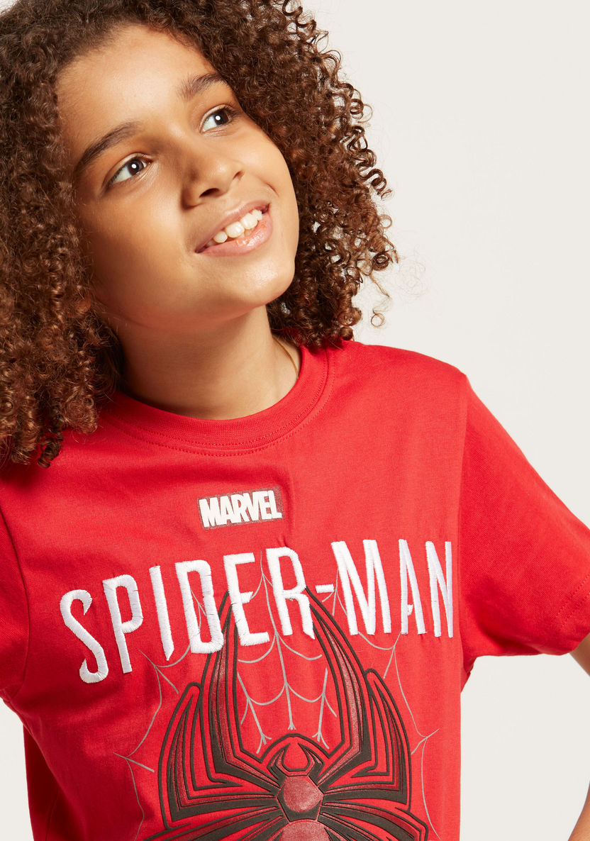 Spider-Man Embroidered Detail T-shirt with Short Sleeves-T Shirts-image-2