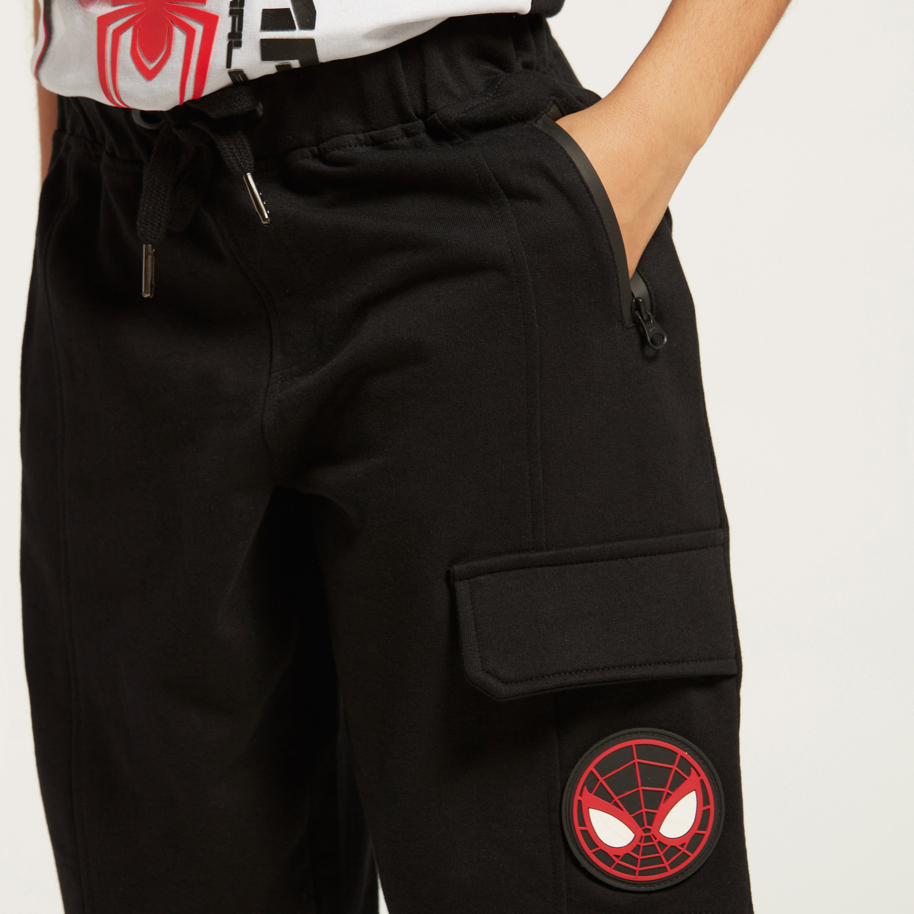 Spider-Man Print Shorts with Pockets and Drawstring Closure-boys-clothing-bottoms-shorts-image-3