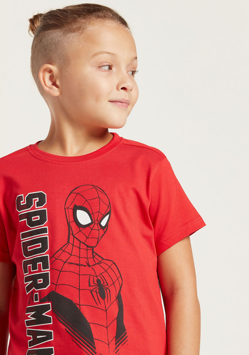 Spider-Man Print T-shirt and Shorts Set-Clothes Sets-image-1