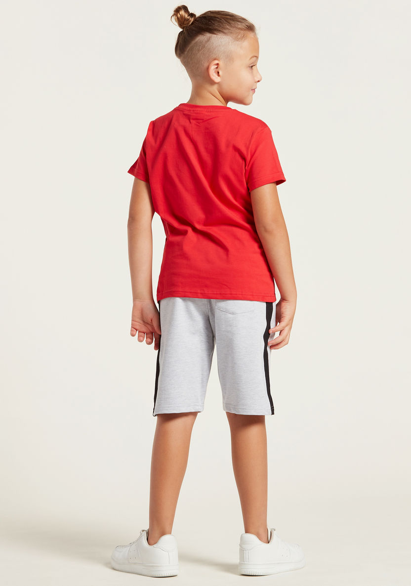 Spider-Man Print T-shirt and Shorts Set-Clothes Sets-image-4