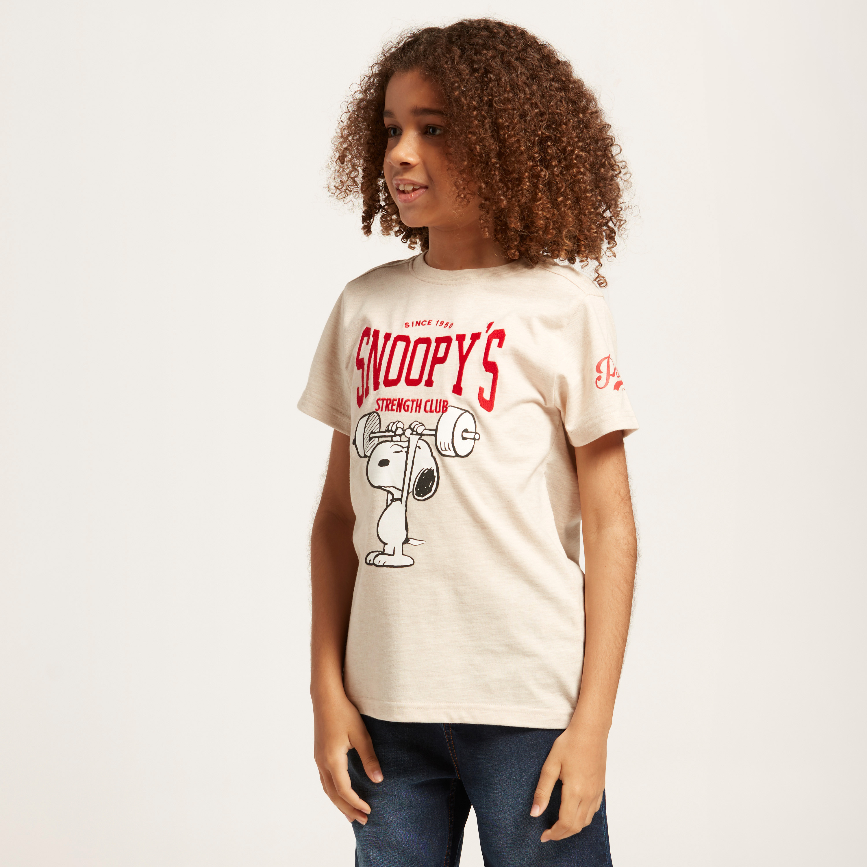 Snoopy Graphic Print T-shirt with Crew Neck and Short Sleeves-boys-clothing-tshirtsandpolos-image-2