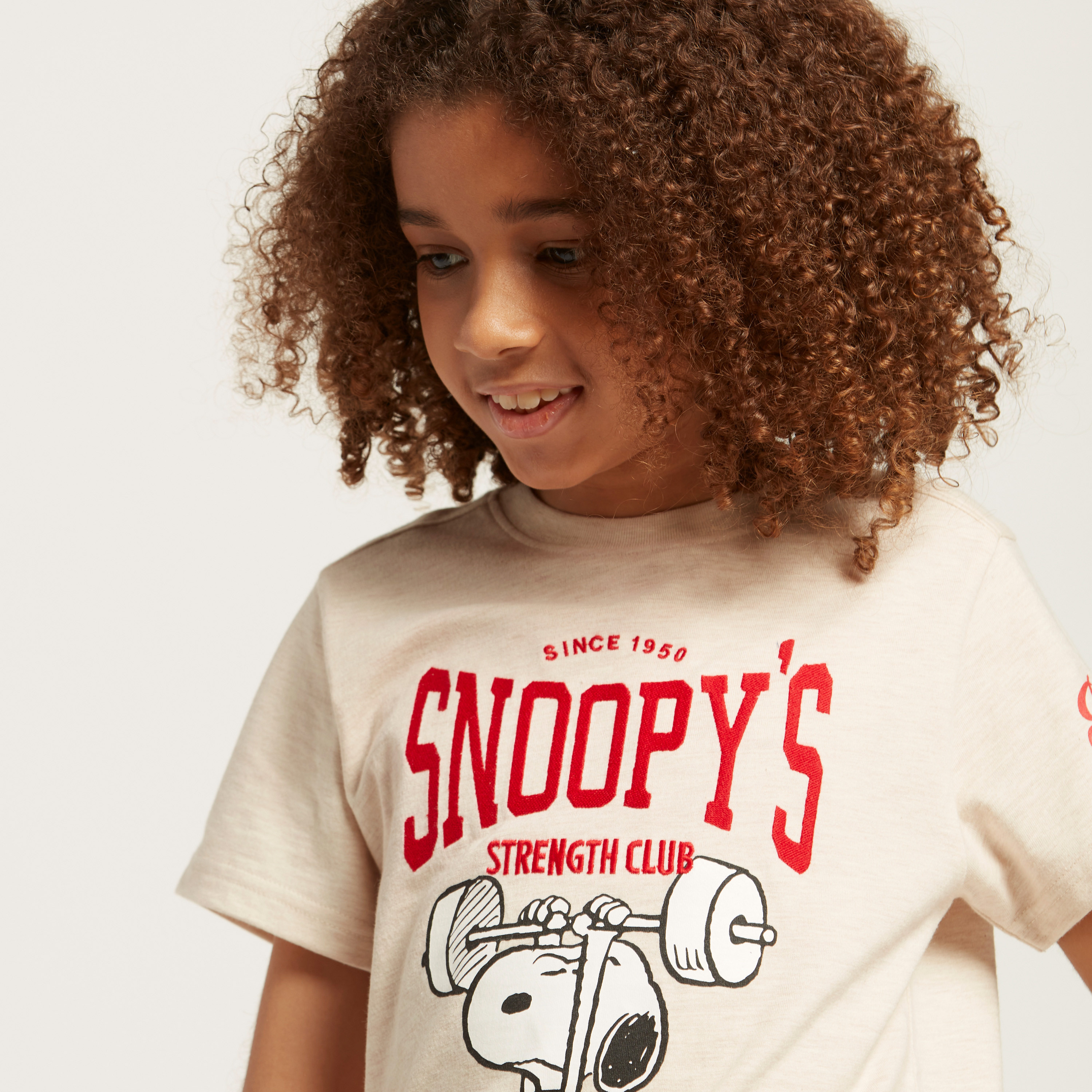 Snoopy Graphic Print T-shirt with Crew Neck and Short Sleeves-boys-clothing-tshirtsandpolos-image-3