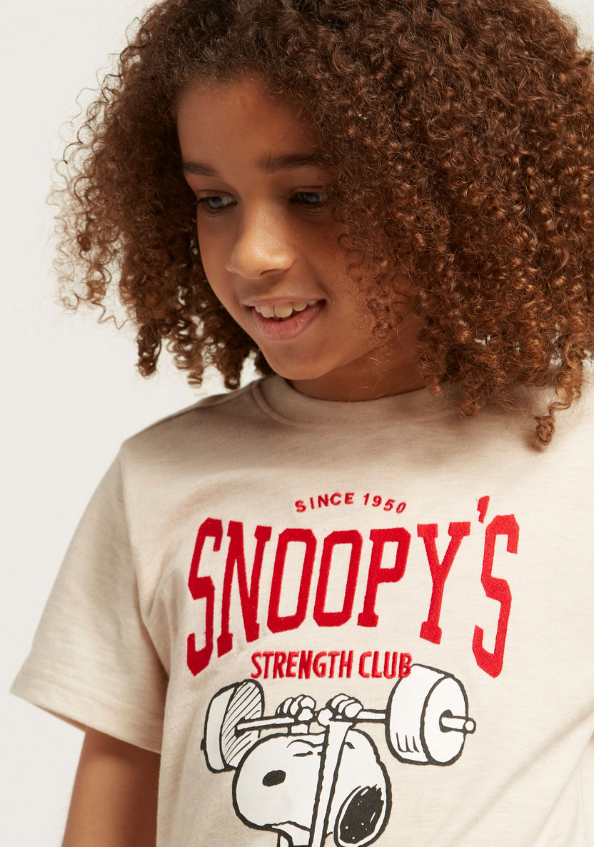 Snoopy Graphic Print T-shirt with Crew Neck and Short Sleeves-T Shirts-image-2
