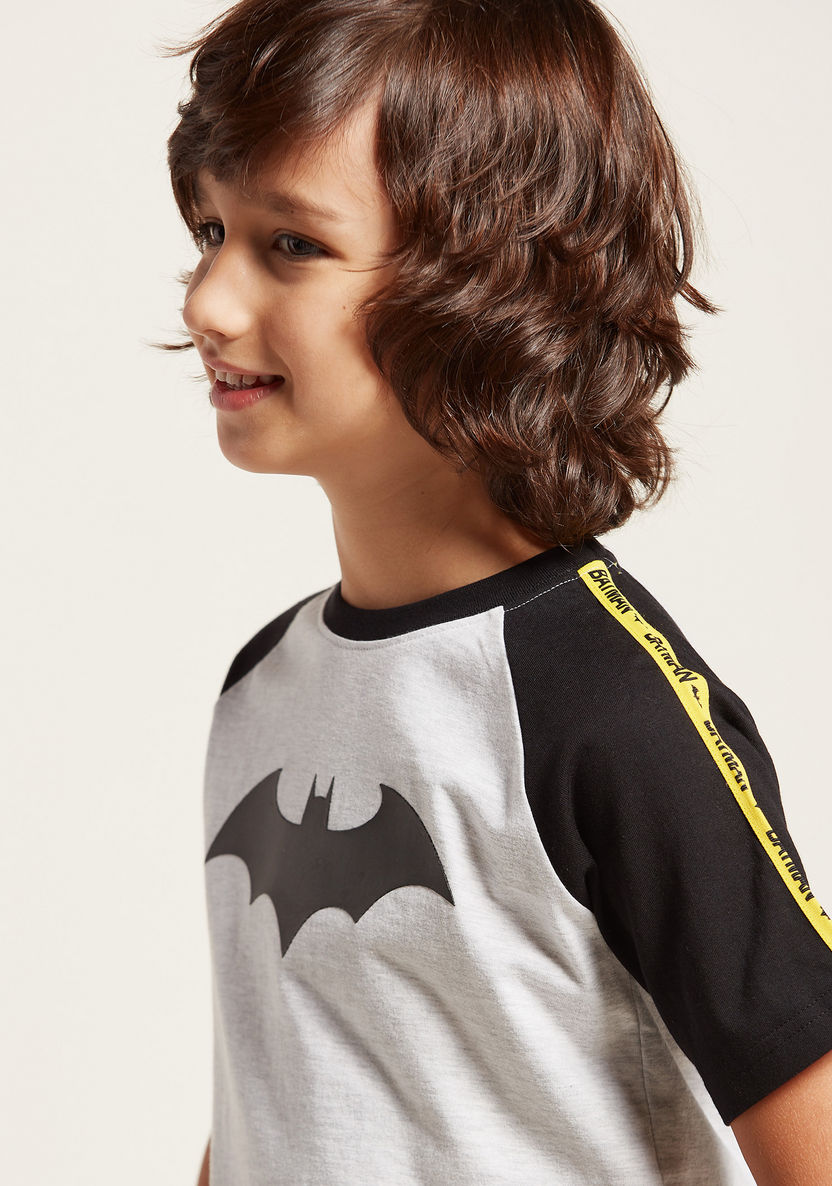 Batman Graphic Print T-shirt with Round Neck and Raglan Sleeves-T Shirts-image-2