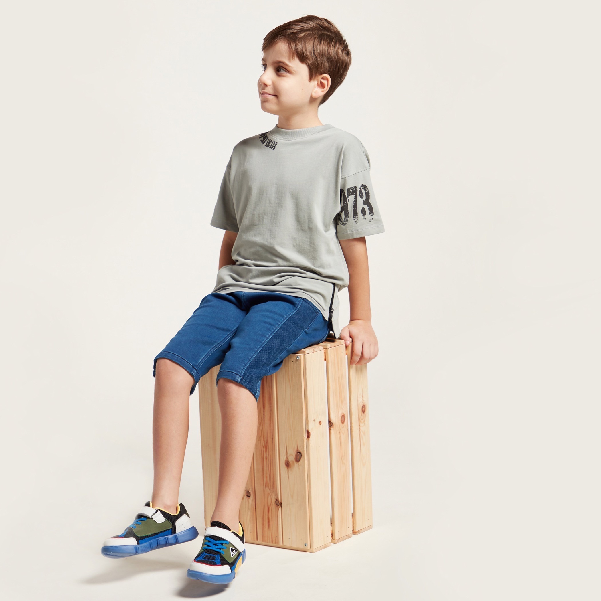 Iconic Typographic Print Round Neck T-shirt with Short Sleeves-boys-clothing-tshirtsandpolos-image-1
