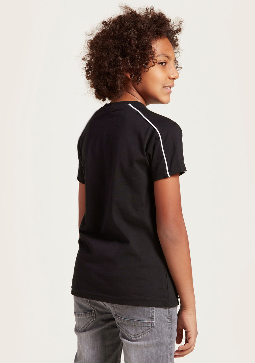 Iconic Embroidered Detail T-shirt with Round Neck and Short Sleeves-T Shirts-image-3