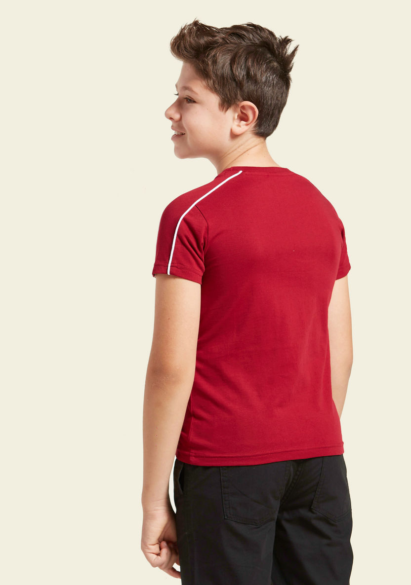 Iconic Embroidered Detail T-shirt with Round Neck and Short Sleeves-T Shirts-image-2