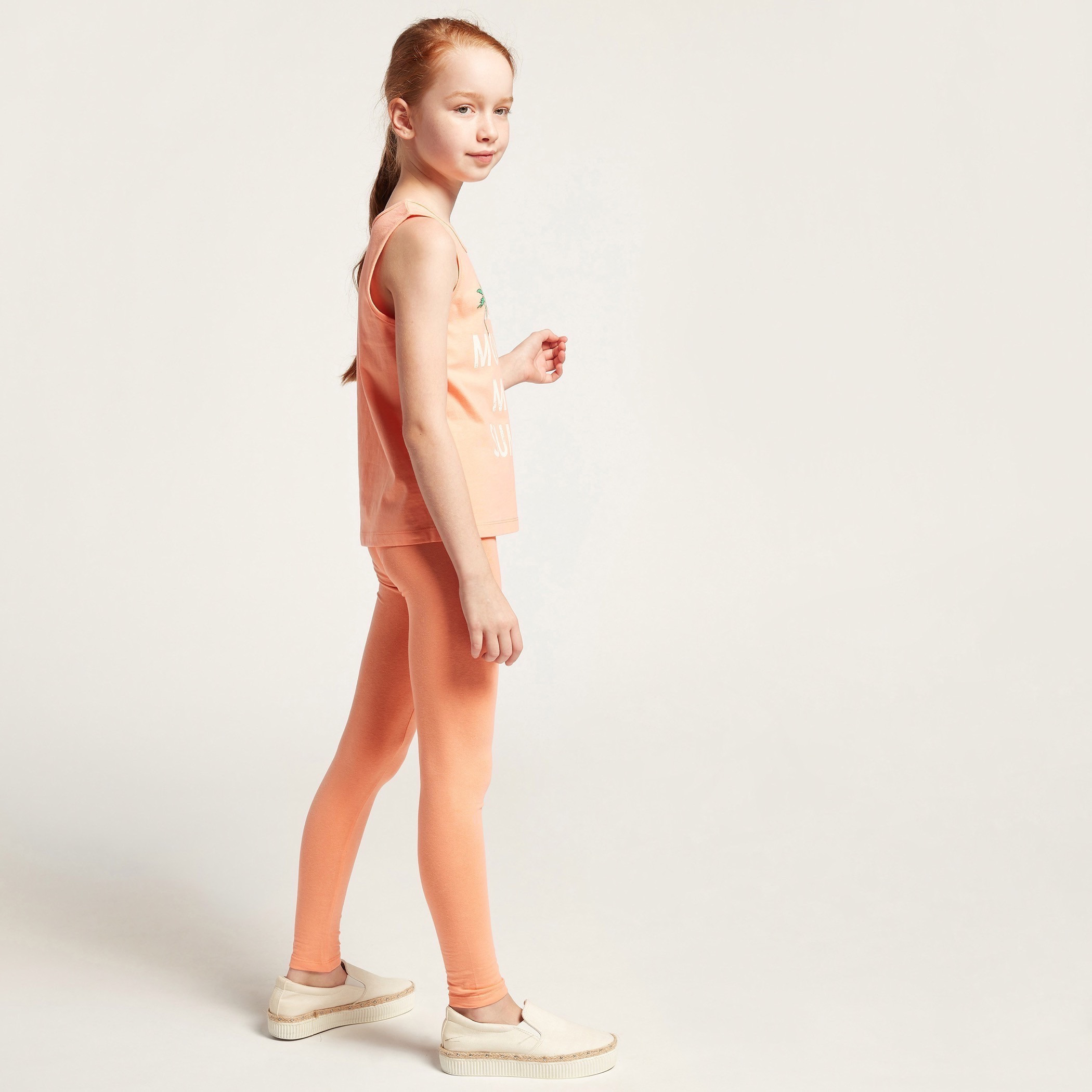 Juniors Placement Print Leggings with Elasticated Waistband-girls-clothing-bottoms-leggings-image-4