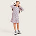 Juniors All-Over Animal Print Dress with Polo Neck and Long Sleeves-Dresses%2C Gowns and Frocks-thumbnail-0