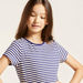 Juniors Striped Dress with Round Neck and Short Sleeves-Dresses%2C Gowns and Frocks-thumbnail-1