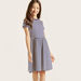 Juniors Striped Dress with Round Neck and Short Sleeves-Dresses%2C Gowns and Frocks-thumbnail-3