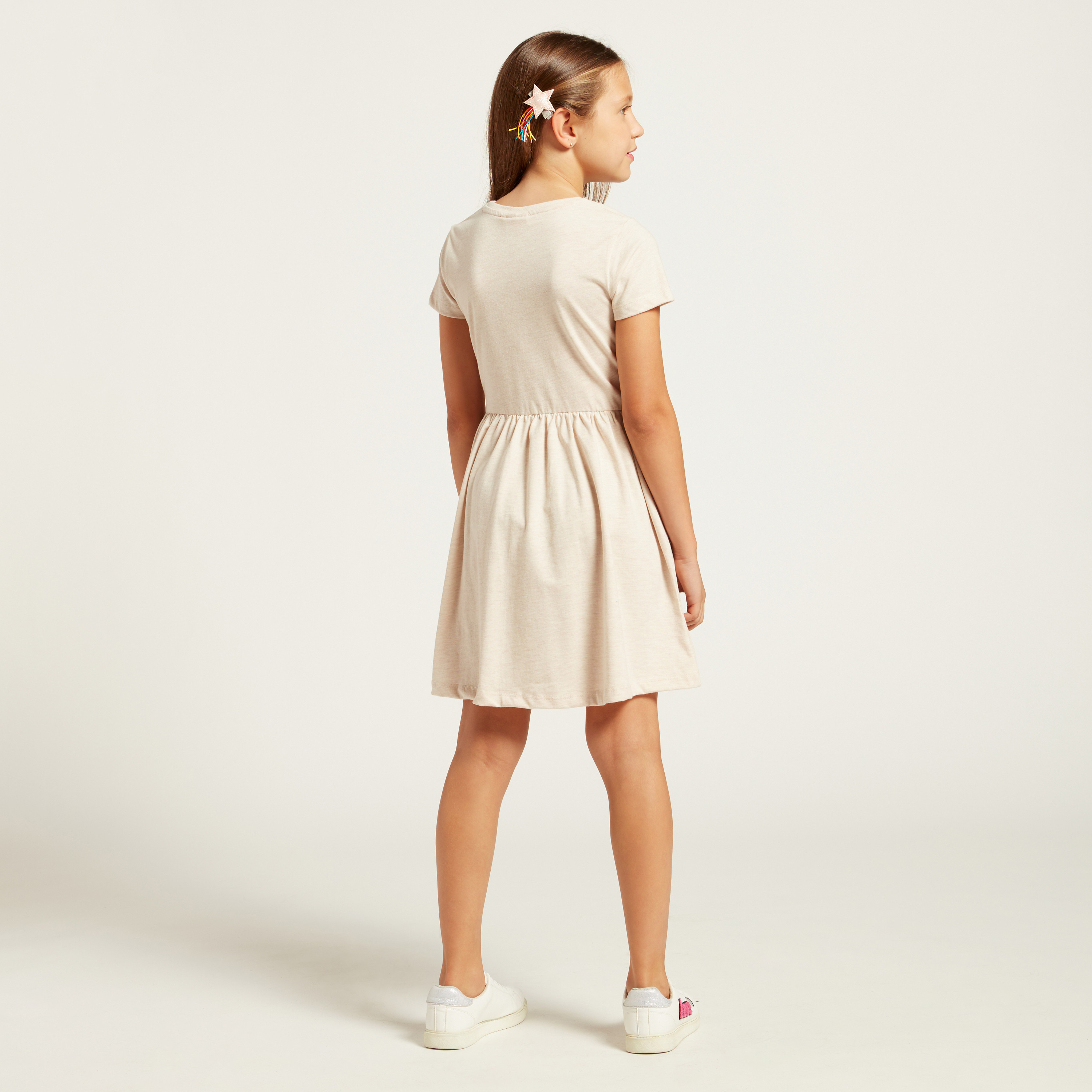 Juniors Smile Graphic Print Dress with Short Sleeves-girls-clothing-dressesandjumpsuits-image-4