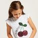 Juniors Sequin Detail T-shirt with Round Neck and Cap Sleeves-T Shirts-thumbnail-2