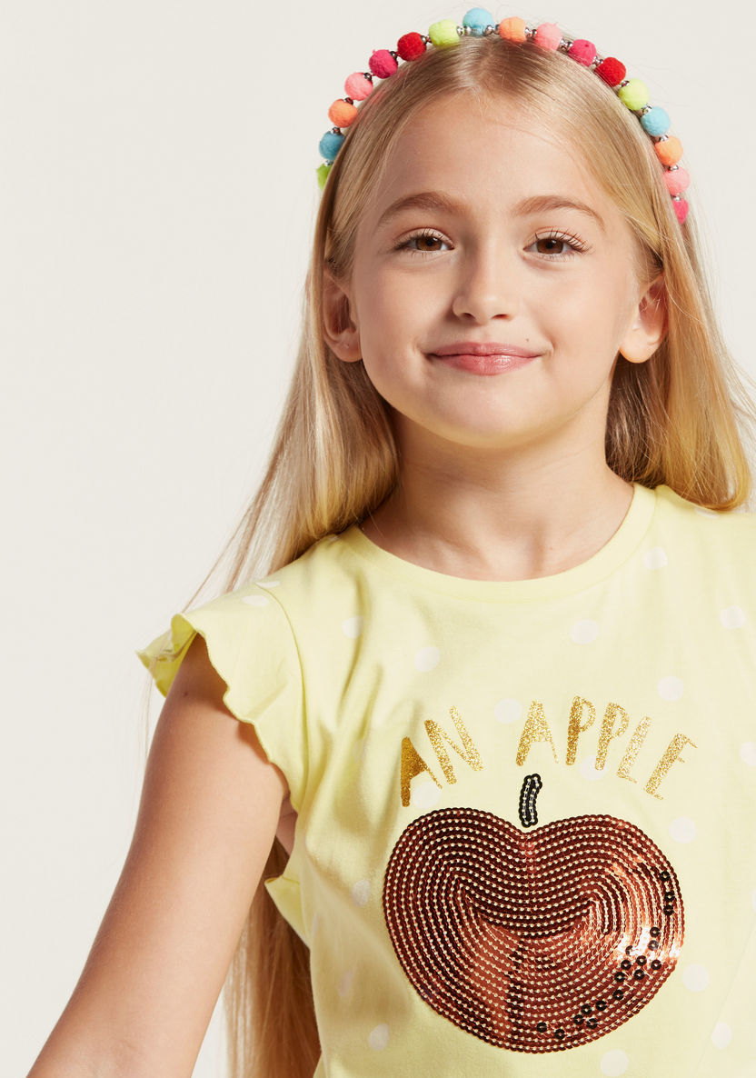 Juniors Embellished Sleeveless T-shirt with Ruffle and Knot Detail-T Shirts-image-2