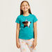Juniors Star Sequin Detail T-shirt with Round Neck and Short Sleeves-T Shirts-thumbnail-1