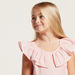 Juniors Striped Sleeveless Top with Ruffles and Knot Detail-Blouses-thumbnail-2