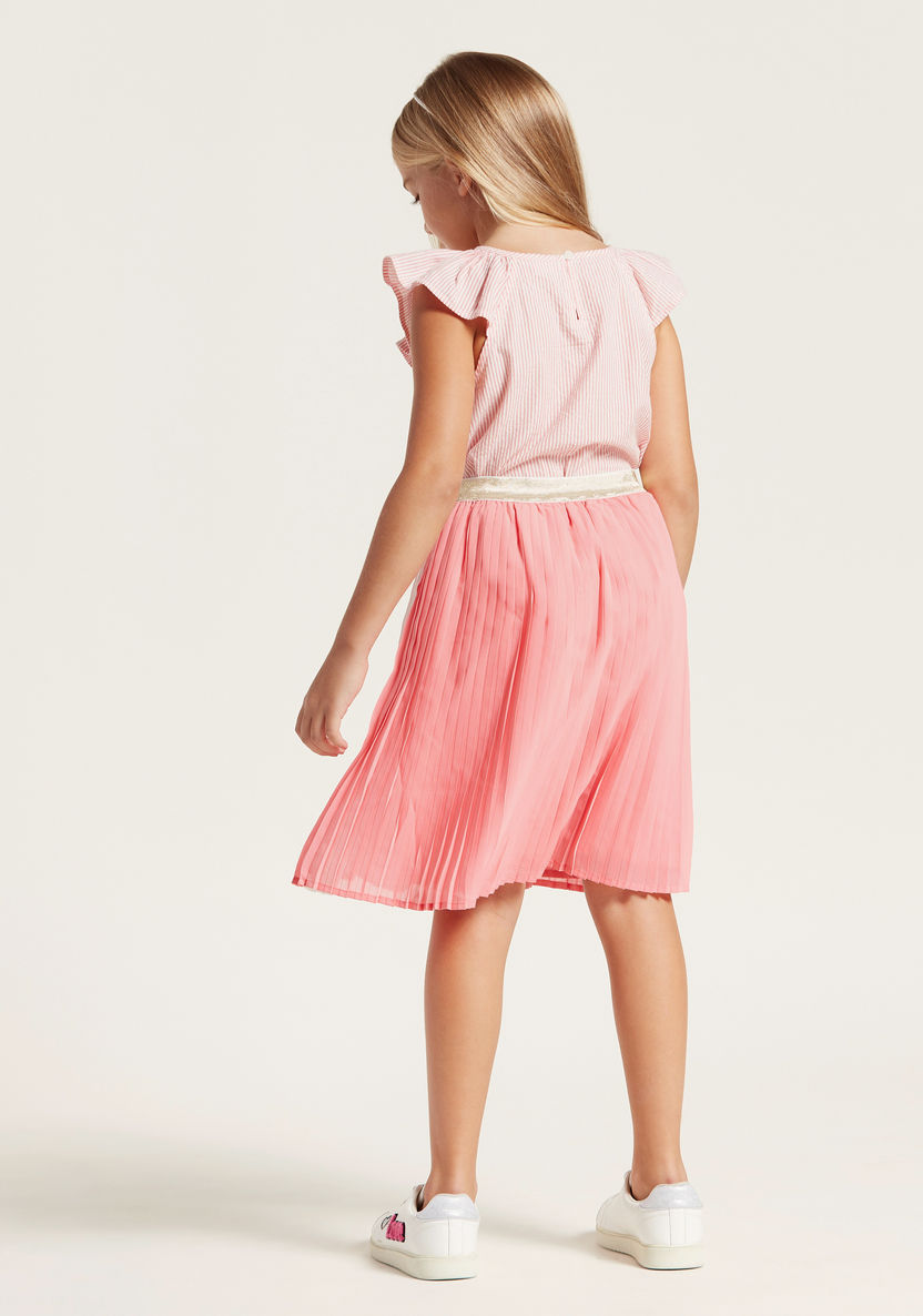 Juniors Pleated Knee-Length Skirt with Elasticated Waistband-Skirts-image-3