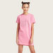 Juniors Embellished Round Neck Terry Dress with Short Sleeves-Dresses%2C Gowns and Frocks-thumbnail-1