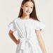 Juniors Textured Dress with Tie-Up Belt and Ruffle Detail-Dresses%2C Gowns and Frocks-thumbnail-2