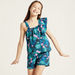 Juniors Floral Print Top with Ruffle Detail and Shorts Set-Clothes Sets-thumbnail-1