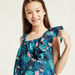 Juniors Floral Print Top with Ruffle Detail and Shorts Set-Clothes Sets-thumbnail-2