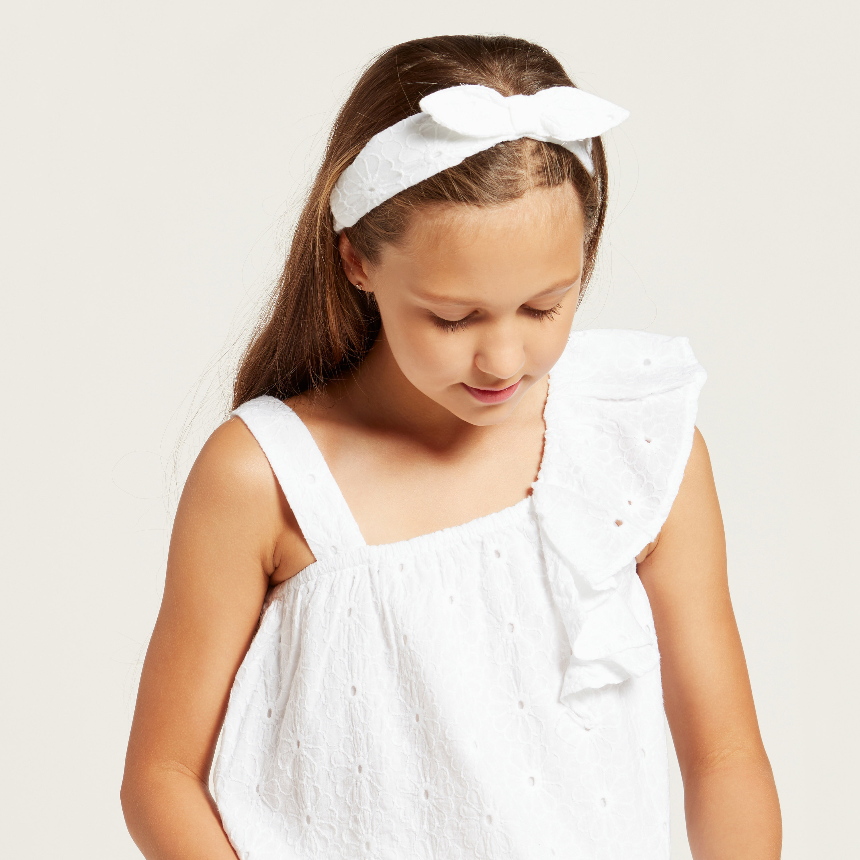 Juniors Schiffli Ruffle Detail Top and Shorts Set-girls-clothing-setsandcoords-image-4