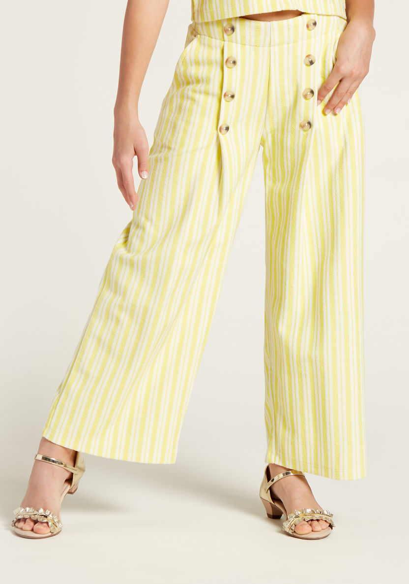 Juniors All-Over Striped Top with Pocket Detail Palazzo Pants-Clothes Sets-image-3